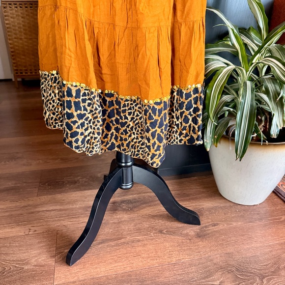 Boho Skirt/Dress with Leopard Print Hem - Picture 2 of 4